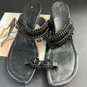 Black beaded sandals 8.5